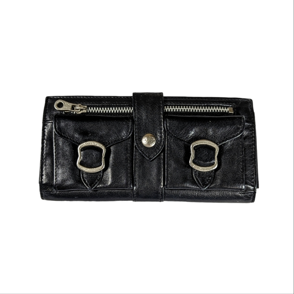 Vintage Armani Exchange Black Leather Biker Wallet